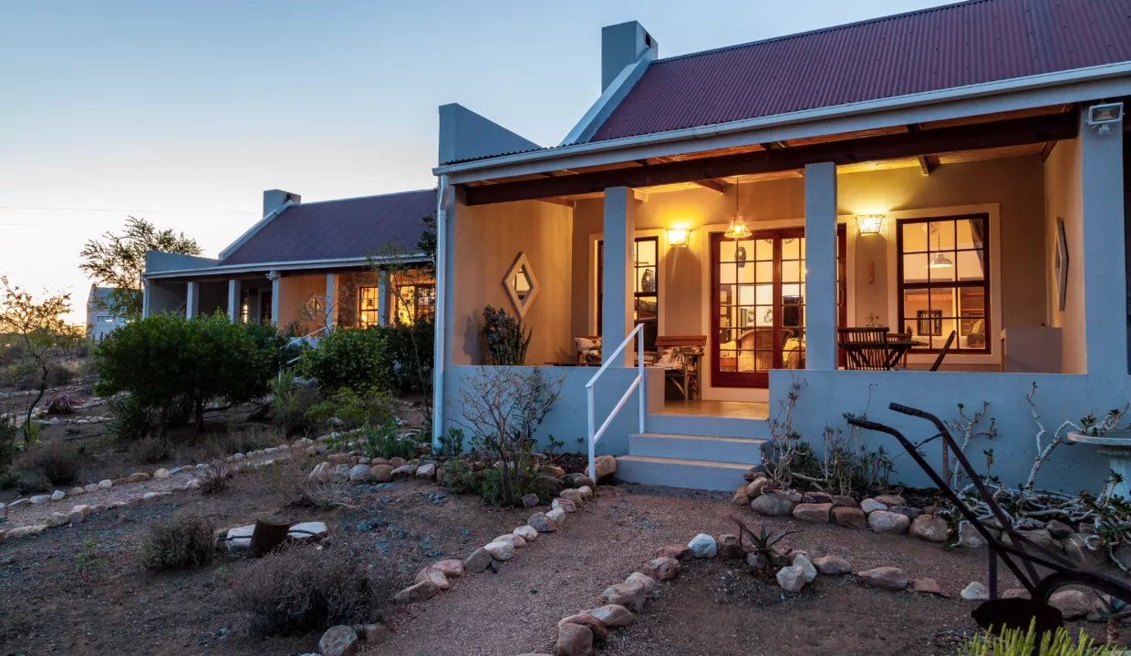 Karoo View Cottages - View - Cottage 2 with lights on -5274